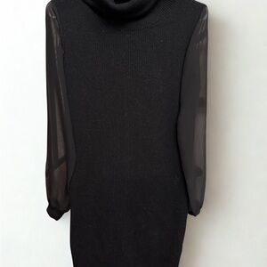 Allsaints Womens Black Sweater Dress Turtleneck Long Sleeve Midi Size 0